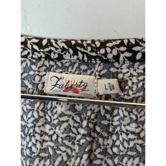 Faherty Montara Mini Dress Women’s Size Large Blue Leaf Batik Short Sleeve - Picture 6 of 9